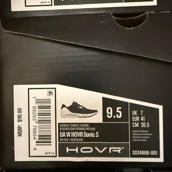 UNDER ARMOUR WOMEN'S 9.5 HOVR SONIC 5 BLACK RUNNING SHOES 3024906-001 - Picture 6 of 6